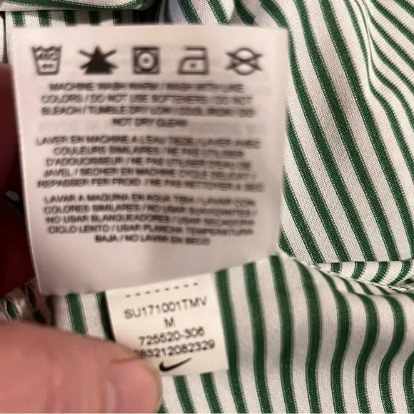 Nike Golf Dri-Fit Men's Striped Polo Shirt - Green and White Medium - Picture 6 of 7